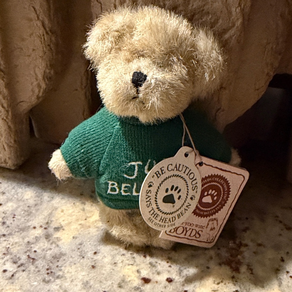 Cute Mini Boyds Teddy Bear with Green Sweater
